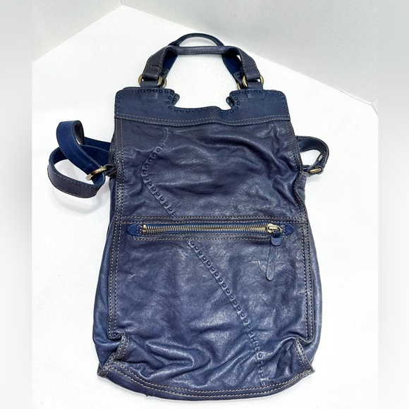 Lucky Brand Leather Abbey Road Crossbody Foldover Convertible Messenger Ink Blue - Picture 4 of 11